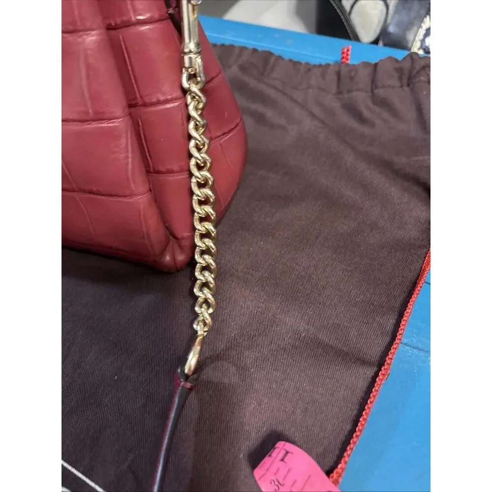 Coach Crocodile Leather Handbag Shoulder Bag Red‎ Beautiful